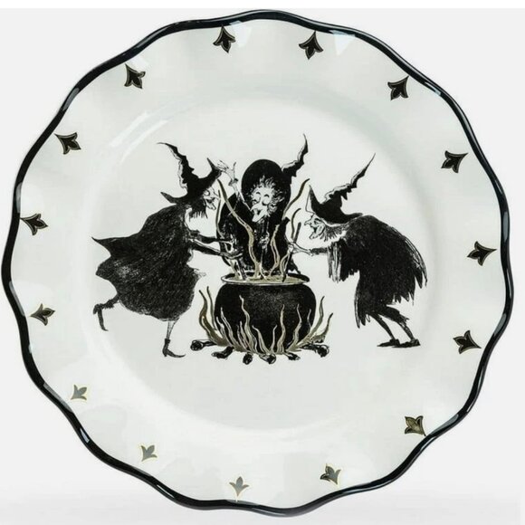 Potters Studio Three Witches Cauldron Coven Halloween Party 4 Dinner Plate Set 4 - Picture 1 of 1
